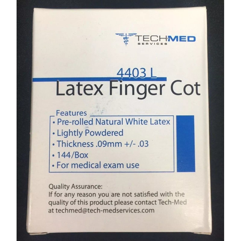 TECH-MED SERVICES LATEX FINGER COTS - LARGE 144/BX