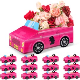 Soulchen 12 Pcs Pink Cardboard Toy Cars for Girls Car Party Food Trays Boxes Pink Bachelorette Princess Cowgirl Party Supplies Table Centerpiece Decorations for Snack DIY Flower Arrangements