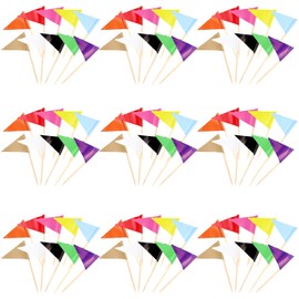 100 Pcs Mix Color Flag Cupcake Topper Sticks, Mini Golf Flags Toothpicks for Fruit Salad Masters Party Decorations