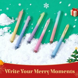 WRITECH Gel Pens Fine Point: Nebula Pen Set 0.7mm Black Ink Retractable 6ct Smooth Writing with Aesthetic Gradient Color Barrel for Journaling Note Taking Silent Click No Smear