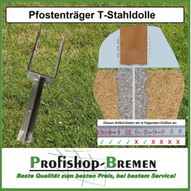 U-post support for embedding in concrete/hot-dip galvanised/T-dolle steel pin length 400 mm (fork width: 121 mm)