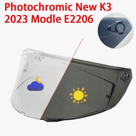 ZQIYDYP New K3 Helmet Visor Replacements,UV Protection Helmet Shield Visor Windshield Compatible with AGV K3(2023) Helmets (Photochromic Clear/Deep Black)