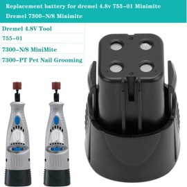 Creabest 2Packs 3500mAh Ni-MH 4.8 Volt MiniMite Battery Compatible with Dremel 755-01 7300-N/8 MiniMite 7300-PT Pet Nail Grooming Tool