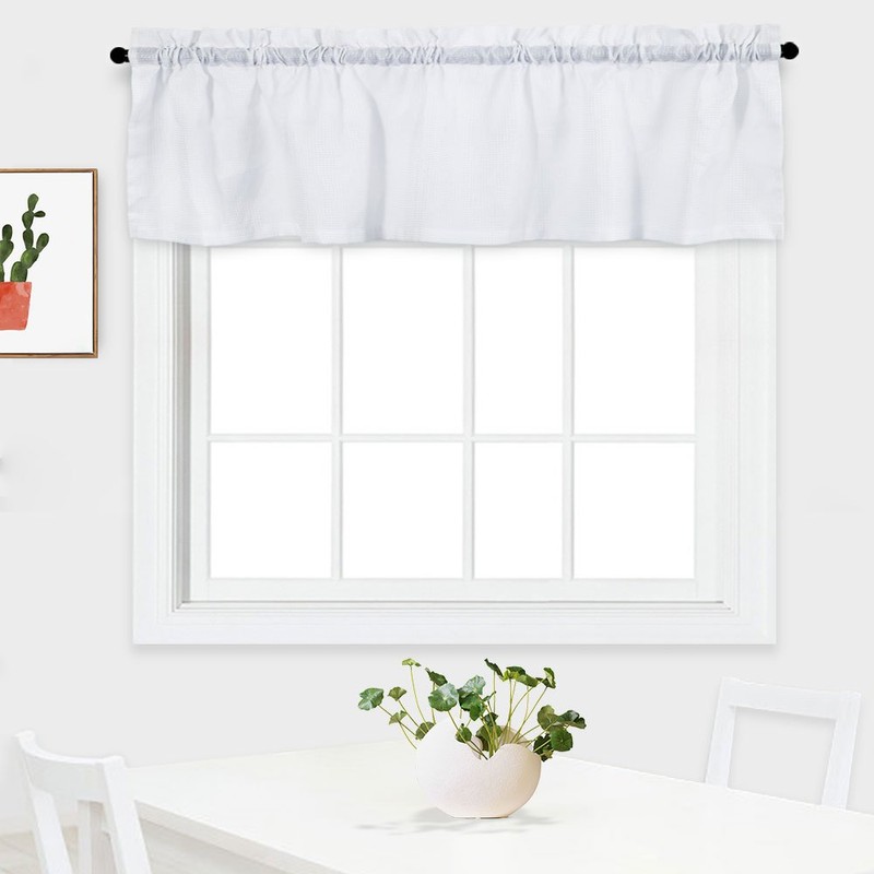 NANAN Curtain Valance,Waffle Weave Waterproof Window Valance for Bathroom,Rod Pocket