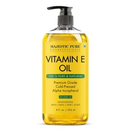 MAJESTIC PURE - Aceite de Vitamina E 100% Puro y Natural 20,000 IU Grado Premium Prensado en Frío para Piel Uñas Cabello y Cuero Cabelludo 236 ml