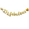 23 & Fabulous Banner, Pre-Strung, Funny Gold Paper Glitter Party