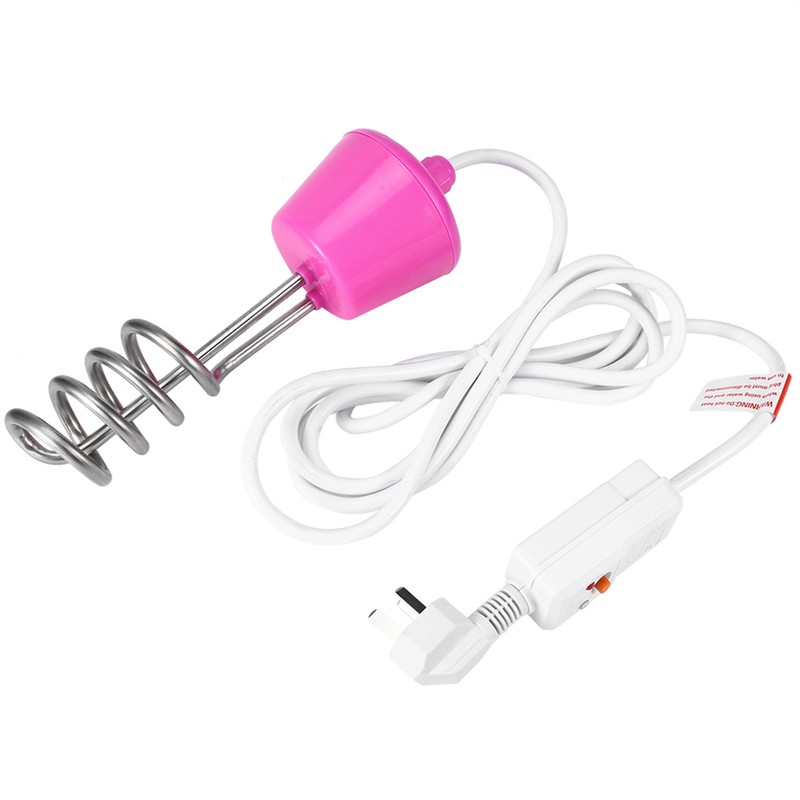 Electric Floating Immersion Water Heater Boiler with Digital Thermometer Pink