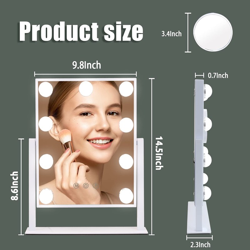 Hansong Vanity Mirror with Lights Lighted Makeup Mirror with 9