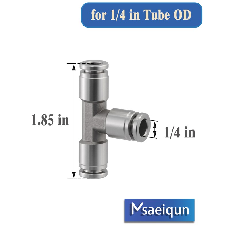 MSAEIQUN 1/4 Inch 304 Stainless Steel Quick Connect Fitting, Push