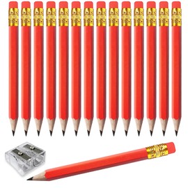 Adhere 25pcs Golf Pencils with earser Hexagon Wooden Pencils Graphite 2B for Golf Event Scoring,Classroom,Wedding,Company Meetings,Pew, Pocket (Red)
