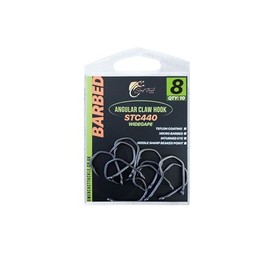 Angular Claw Carp Hooks Wide Gape - STC440, PTFE Coated Barbed/Barbless Claw Hooks size 2 to 8 for Carp fishing (Barbed, 8)
