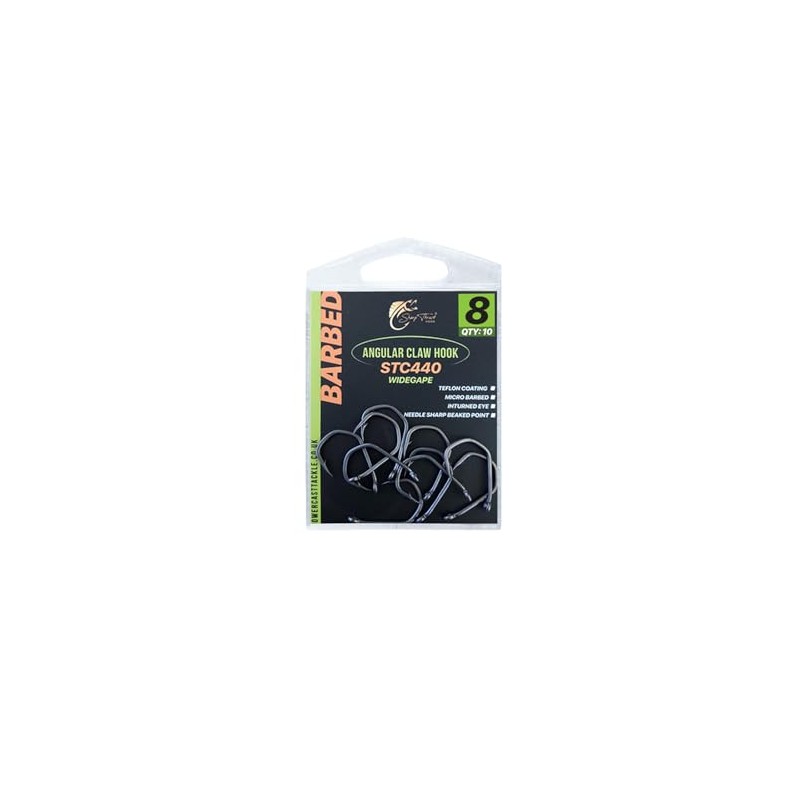 Angular Claw Carp Hooks Wide Gape - STC440, PTFE Coated
