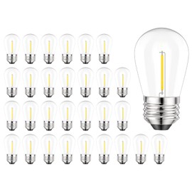 Svater Replacement Bulbs for Outdoor String Lights, 30 Pack S14 LED Bulbs for Patio, E26 Base 1W Bulb Equal to 11W Incandescent, Dimmable,Shatterproof 2700K
