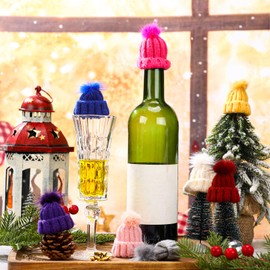 Bencailor 48 Pcs Mini Christmas Knit Hats Doll Crafts Xmas Tiny Small Christmas Knit Hats Tree Ornaments for DIY Accessories (Multicolored)