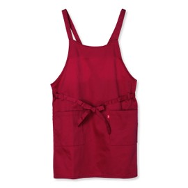 Edwin Apron with Front Ties Solid Color, Side Pockets, Red, M - L, red