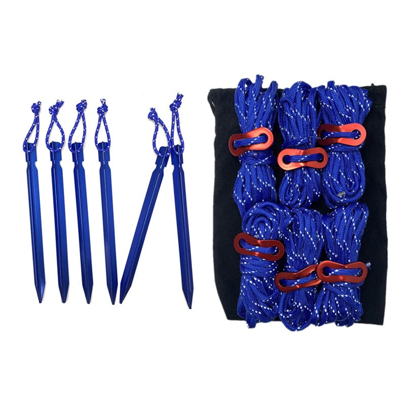 Tent Ropes Peg Buckles Reflective Ropes Set with Storage Bag