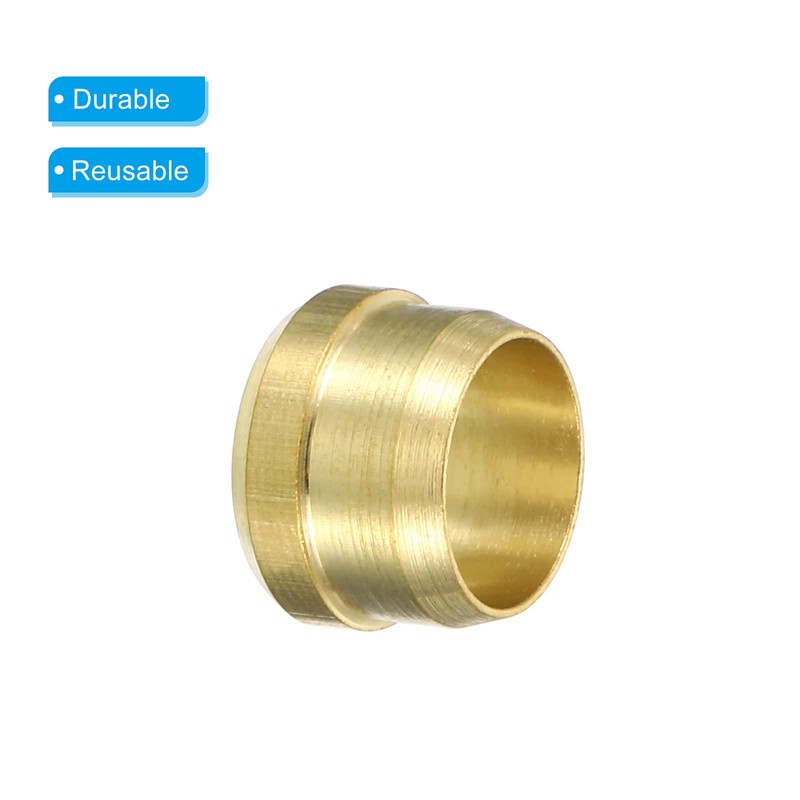 PATIKIL 10 PCS 10mm Tube OD Brass Compression Sleeve Ferrule