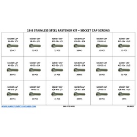 18-8 Stainless Steel Socket Head Cap Screw Assortment Kit Sizes #6-32 Through 1/4"-20-321 Pieces