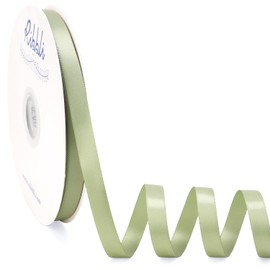 Ribbli Sage Green Satin Ribbon Double Faced Satin 1/2 Inch x Continuous 100 Yards-Spring Moss Ribbon for Gift Wrapping Crafts Wedding Decoration Bows Bouquet Floral Arrangement