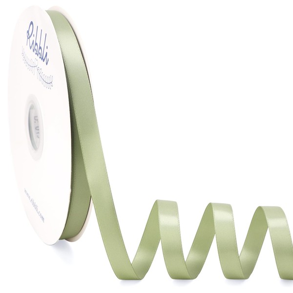 Ribbli Sage Green Satin Ribbon Double Faced Satin 1/2 Inch