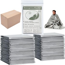 MIXIAO Emergency Foil Blanket, Survival Thermal Mylar Blankets Individually Packaged Perfect for Outdoors, Hiking, Survival, Marathons or First Aid