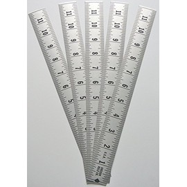 Ruler 5 Pack - Adhesive Backed - 1 1/4 Inch Wide X 12 Inch Long - Right to Left - Fractional - 1/16” Grads - Silver