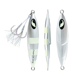 OCEAN CAT 5 PCS Slow Fall Pitch Lead Metal Flat Fishing Jigs Lures Sinking Vertical Jigging Bait with Butterfly Hook for Saltwater Fishing