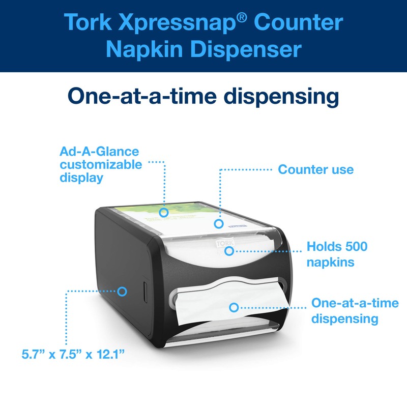 Tork Xpressnap® Counter Napkin Dispenser Black N4, Versatile Design, Signature