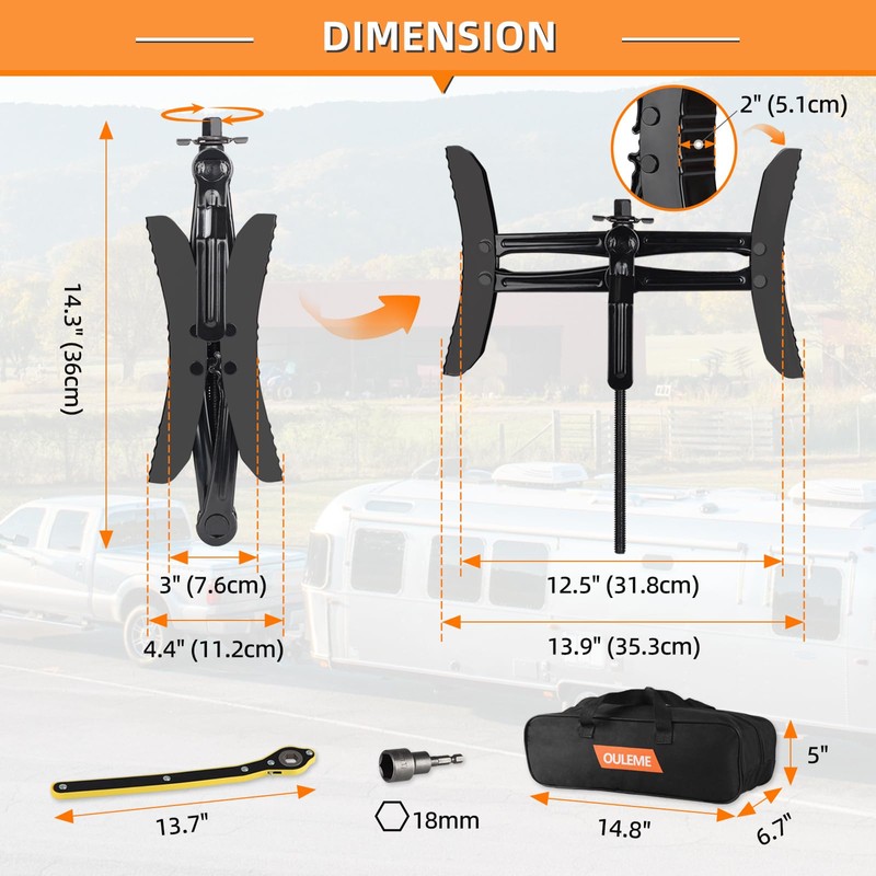 OULEME RV Tire Stabilizer, X-Shaped Wheel Chock for Dual Axle