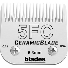 Detachable Pet Dog Clipper Blades, Compatible with Andis Size-5FC 1/4”(6.3mm) Cut Length (64122), Most Oster A5, Wahl KM Series Clippers,Made of Ceramic Blade & Stainless Steel Blade