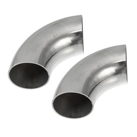 A ABSOPRO Stainless Steel 90 Degree Exhaust Elbow Pipe OD 1.75 Inch 90 Degree SS304 Stainless Steel Silver Tone (Set of 2)
