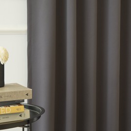 Best Home Fashion Thermal Insulated Blackout Curtains - Back Tab/Rod Pocket - 52" W x 120" L - Dark Grey -(Set of 2 Panels)