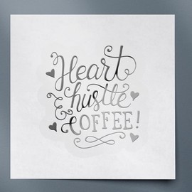 Decal Stickers of Heart Hustle Coffee Quote (Metallic Gold) (Set of 2) Luxury Weatherproof Vinyl Decal Stickers for Laptop Desktop Smartphone Car Dirt Bike Wall Room Mason Jar - ANDVER1d52502GO_1123