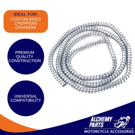 Motorcycle Protective Chrome Spiral Wrap for Cable Wire Tidy Hose Cover 10mm x 1.5m Long Animal Proof Wire Management Split Sleeve Cord