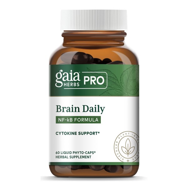 Gaia PRO Brain Daily NF-kB Formula - Brain Supplement for Memory - with Bacopa, Ginkgo, Gotu Kola, Rosemary, Schisandra, Organic Turmeric, Black Pepper - 60 Vegan Liquid Phyto-Capsules (60 Servings)