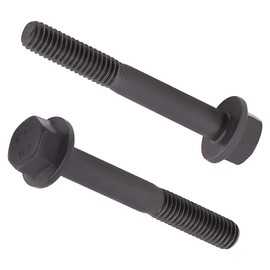 M10-1.5 x 100mm (6 pcs) Flanged Hex Bolt Screws Black Oxide Finish, 10.9 Grade Alloy Steel, Large Flange Washer Head, DIN6921/GB5789, Partial Thread