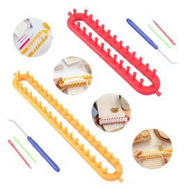 Tcdwla Knitting machine, knitting ring, loom frame, knitting machine for hand knitted scarves for adults (36 cm) and children (26 cm), with 2 hooks and 4 wool needles, for beginners and knitting