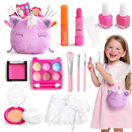Kids Makeup Sets for Girls 5-8 3-4 Real Washable Makeup for Kids Pretend Make up for Toddlers with Unicorn Purse and Shawl Girls Birthday Gift Toys for 3 4 5 6 7 8 Years Old