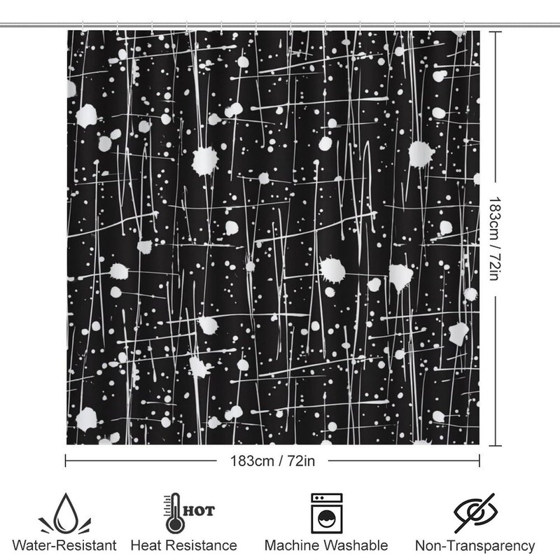 4PCS/Set Abstract Line Spot Splash Shower Curtain 72W X 72L,