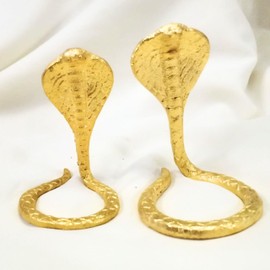 Snake Statue Figurine Sculpture | Brass Nag Nagin Pair of Snakes for Pooja Purpose | Sheshnag Nag Panchami Worship, Vasuki Serpent Naag Devta Kaal Sarp Dosh Puja | Vastu Dosh and Home Decor