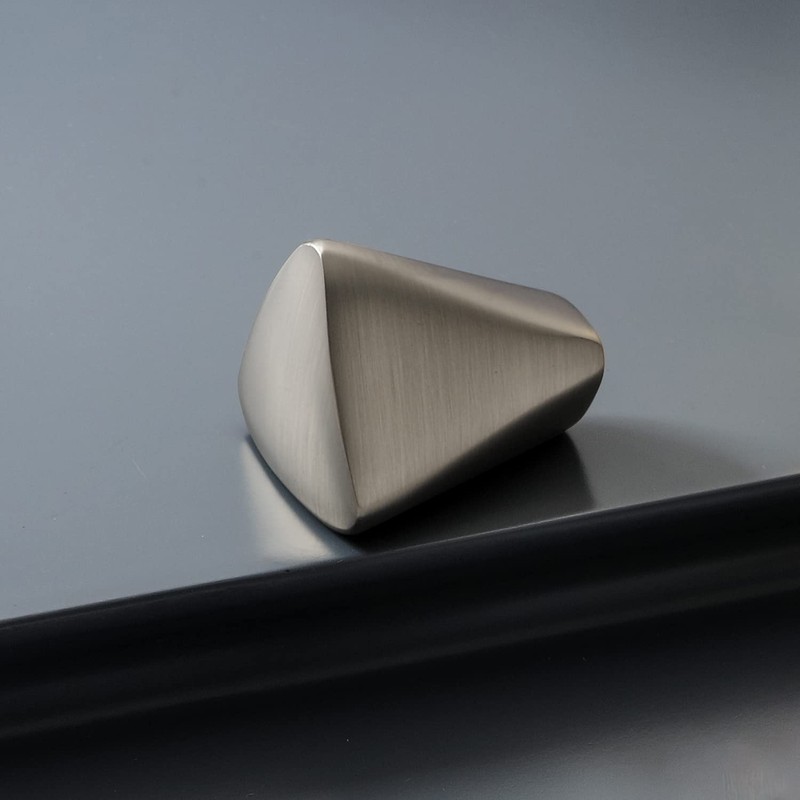 Myxekllo Brushed Nickel Cabinet Knob, Zinc Alloy Triangle Cabinet Dresser