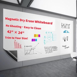 Magnetic Dry Erase Whiteboard 42"x24"- Self-Adhesive Flexible Wall Board Kit with 11 Markers, 6 Magnets, Magnetic Eraser & Holder - Ultra Smooth Writing,Effortless Clean for Office, Home, School