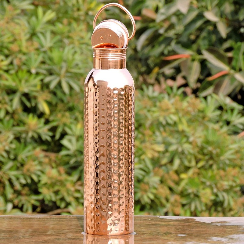ANCIENT IMPEX Hammered Pure Copper Water Bottle with HANDLE for