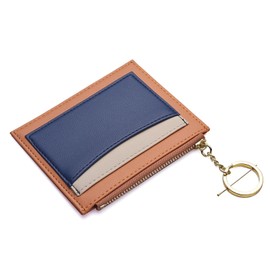 MaziZhang Credit Card Holder for Women, Slim Thin Wallet with Keychain, Minimalist Small Coin Purse for Mother's Day, Orange, Minimalist