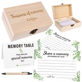 CCCYMM 103 Celebration Of Life Share A Memory Card Sets 1 Wooden Memory Box with 1 Table Sign 100 Share A Memory Cards 1 Pen for Funerals Birthdays Keepsake Gifts (Celebration Of Life)