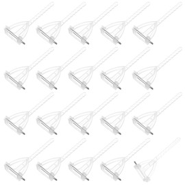 M METERXITY 20-Pack Boutonnieres Safety Pins, Plastic Triangle Corsage Pin Buttonhole Flowers Pins for Wedding/Bridegroom Brooch/Party, T Shape Safety Clips Holder [6.5cm, White]