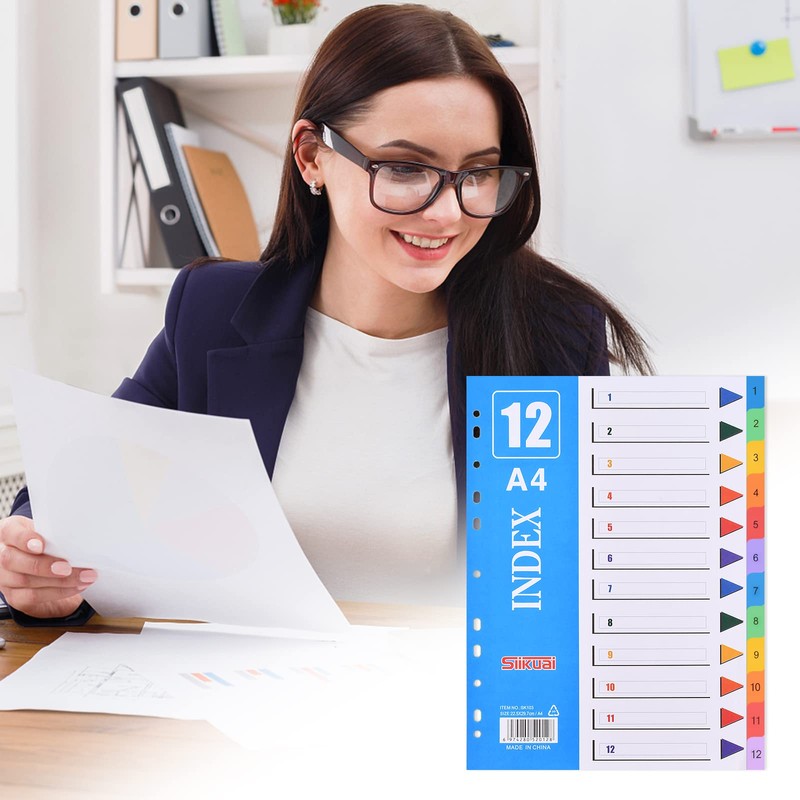 Set of 5 Coloured Folder Index Dividers for Folder A4