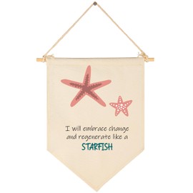 Sea Animals Decor-Ocean Flag Sign Gifts for Baby Boys Girls Kids-Banner Wall Decor Gifts for Nursery Bedroom Playroom Front Door-Montessori Learning-Under the Sea Educational Flag-starfish