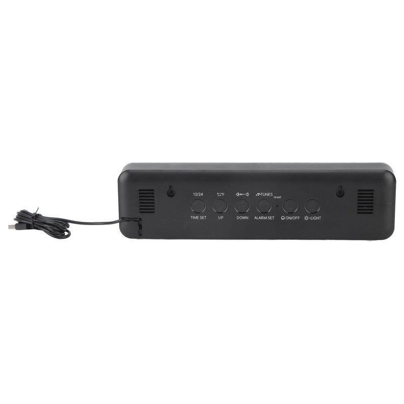 LED Music Alarm Clock 5 Adjustable Brightness 12/24H Large Display