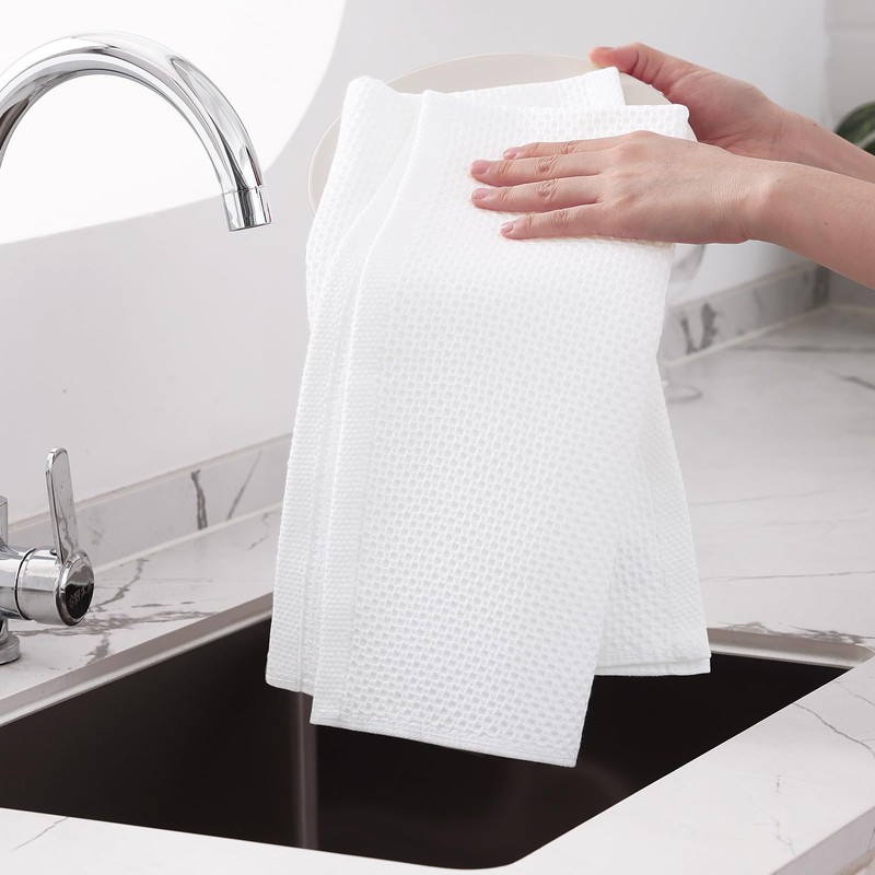 Homaxy 100% Cotton Oversized Waffle Weave Kitchen Dish Towels, Ultra